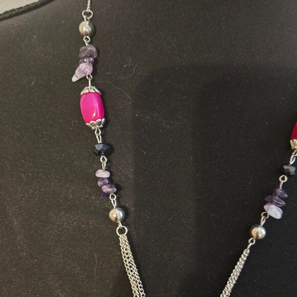 Bead & Chain Silver toned necklace - Extender clasp - Pre-Owned - Picture 3 of 4